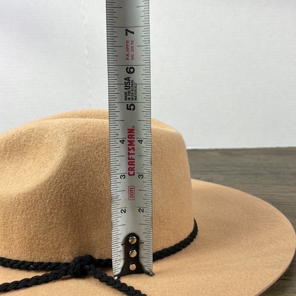World Matket Women’s Felted Wool Brimmed Boho Tan Light Camel Hat with Tie - Picture 11 of 11